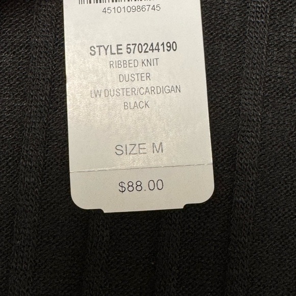 NWT Soma Cozy Ribbed Knit Duster Open Front Cardigan in Black Size Medium - Picture 9 of 9